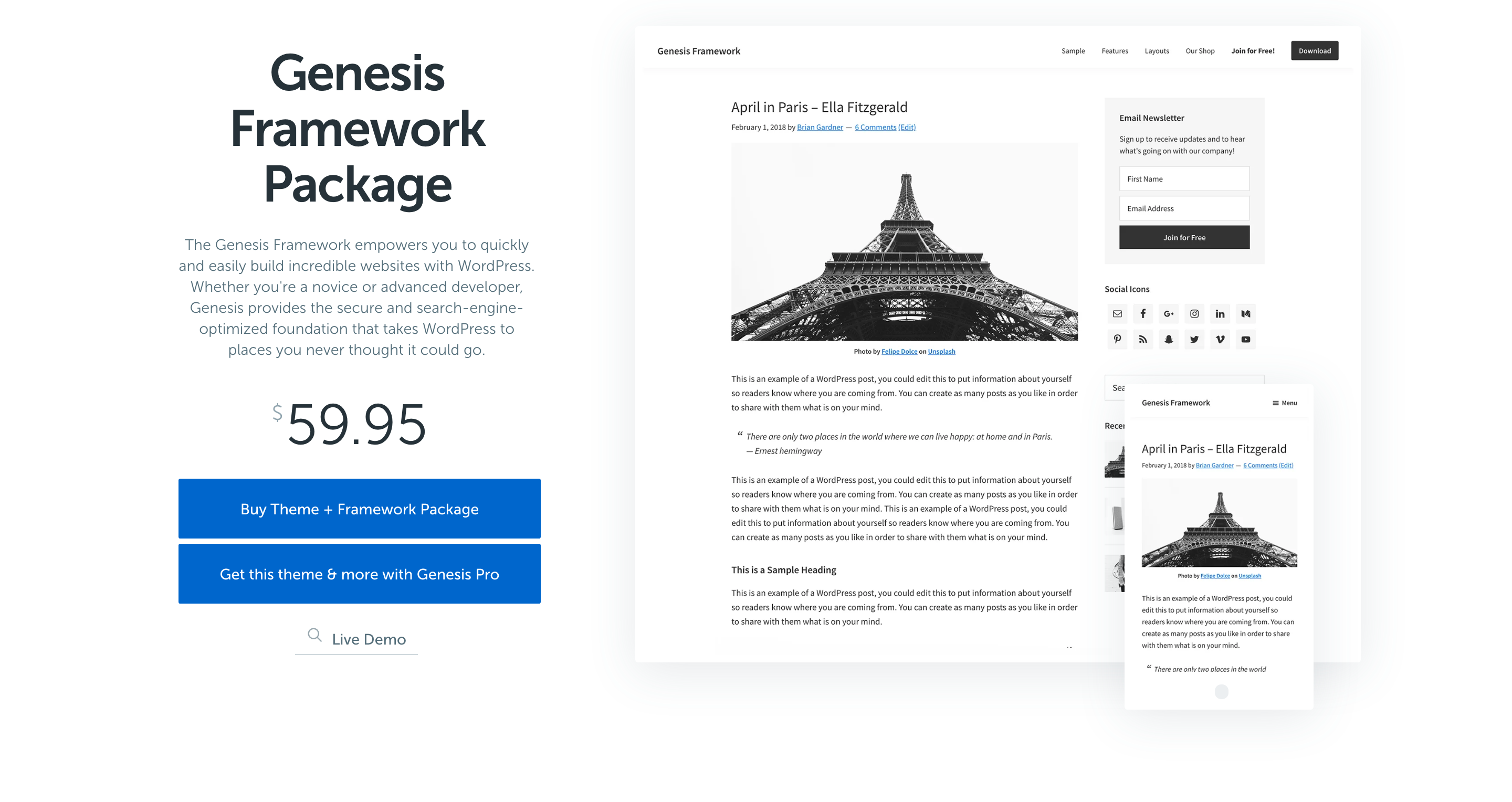 Free Genesis Framework by StudioPress